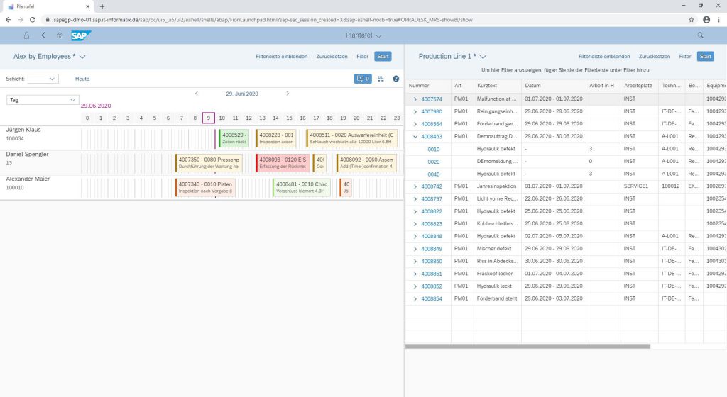 OPRAdesk Plantafel